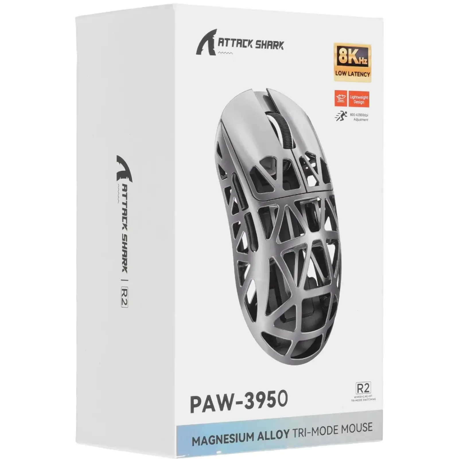 Мишка Attack Shark R2, Wireless/Bluetooth, 42000dpi, (PAW3950), 6кн., Black (R2B_AS) UA