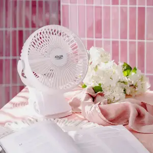 Вентилятор AdlerAD 7342 white настільний/ акумуляторний/ 5Вт/ D=15.5см/ USB-C/ білий (AD7342W) UA