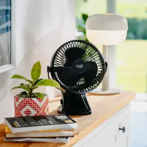 Вентилятор AdlerAD 7342 black настільний/ акумуляторний/ 5Вт/ D=15.5см/ USB-C/ чорний (AD7342B) UA