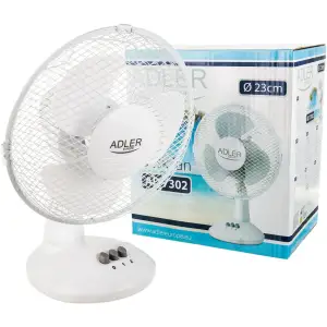 Вентилятор AdlerAD 7302 white настільний/ 45Вт/ D=23см/ автоповорот/ білий (AD7302) UA