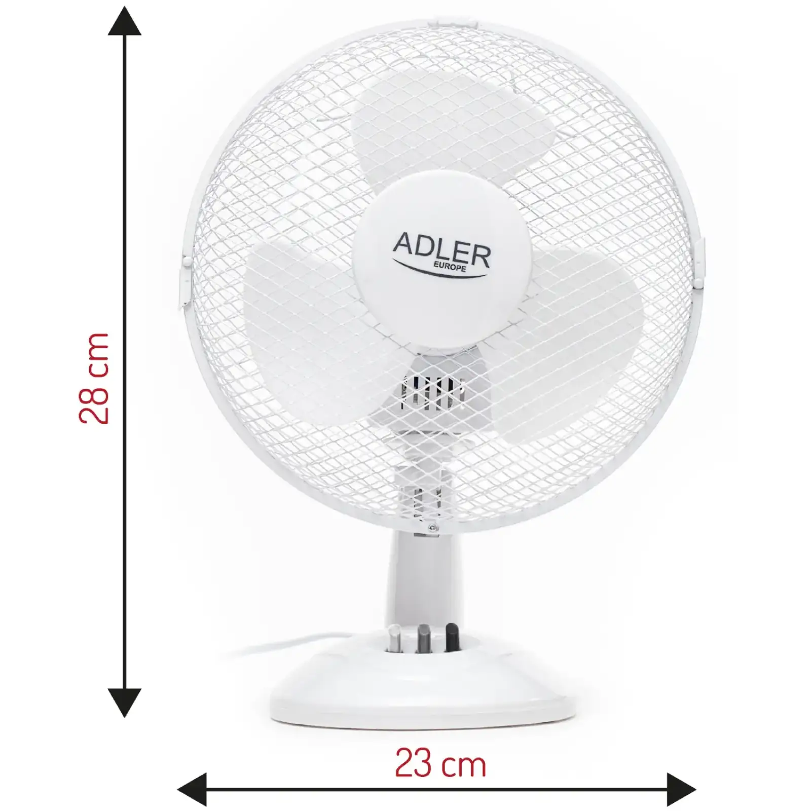 Вентилятор AdlerAD 7302 white настільний/ 45Вт/ D=23см/ автоповорот/ білий (AD7302) UA