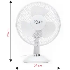 Вентилятор AdlerAD 7302 white настільний/ 45Вт/ D=23см/ автоповорот/ білий (AD7302) UA