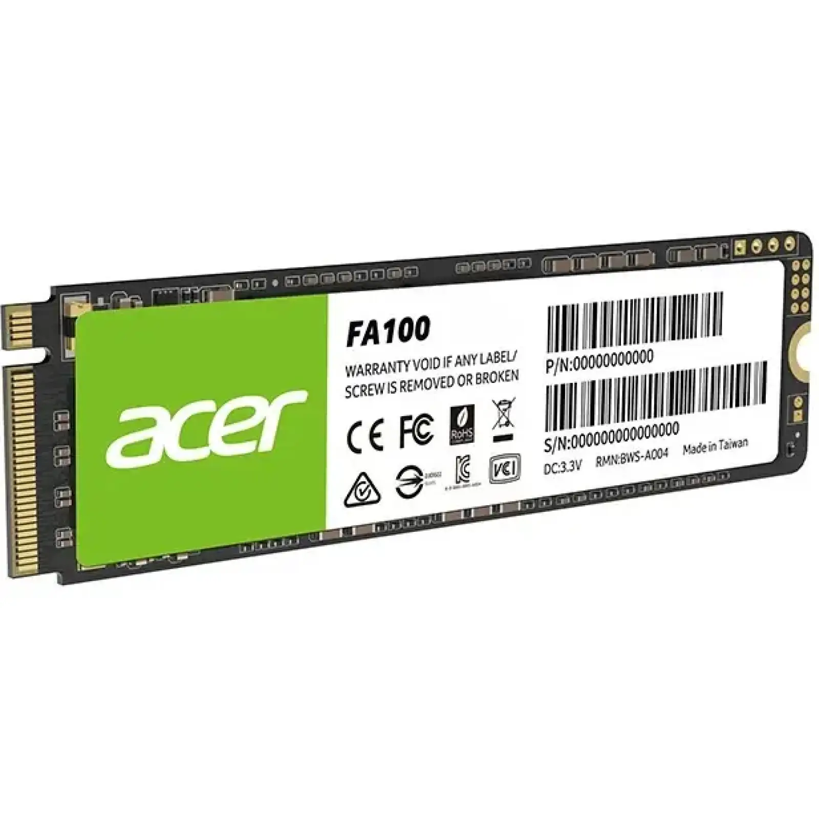 SSD накопичувач 256Gb Acer FA100 M.2 2280 NVMe 1.4 PCIe Gen 3x4 3D NAND, Retail (BL.9BWWA.118) UA