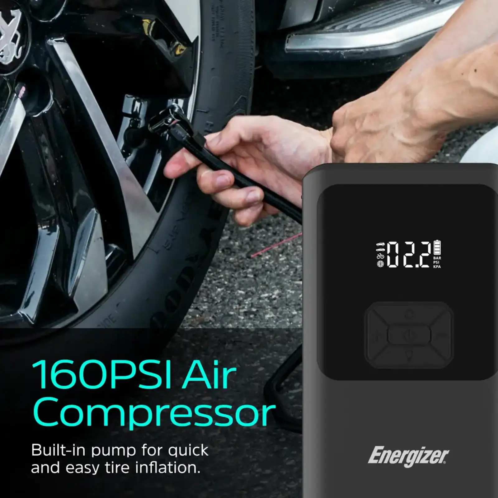 Автомобільний Jump Starter 10000mAh 37W USB-C,USB-A, 160 PSI, ліхтар 2W Energizer (JE10000JP) UA