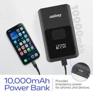 Автомобільний Jump Starter 10000mAh 37W USB-C,USB-A, 160 PSI, ліхтар 2W Energizer (JE10000JP) UA