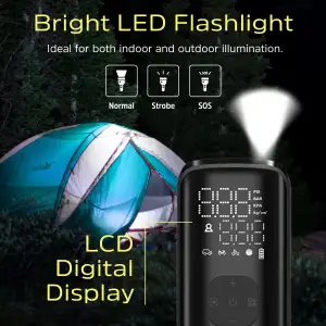 Автомобільний портативний компресор Energizer PAC4000 150 PSI, Power Bank 2000 мАг, Black UA
