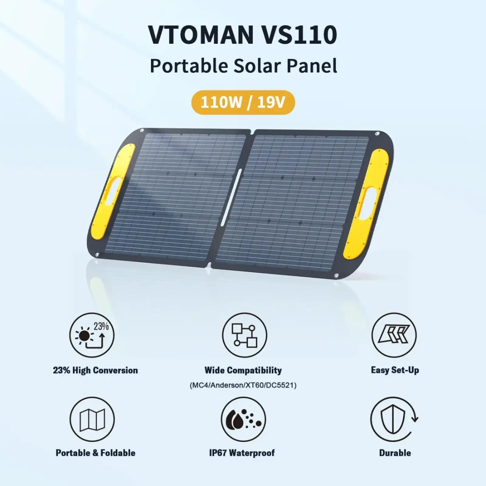 Сонячна панель Vtoman 110W 19V IP67 MC-4/Anderson/XT60/DC5521 (VS110) UA