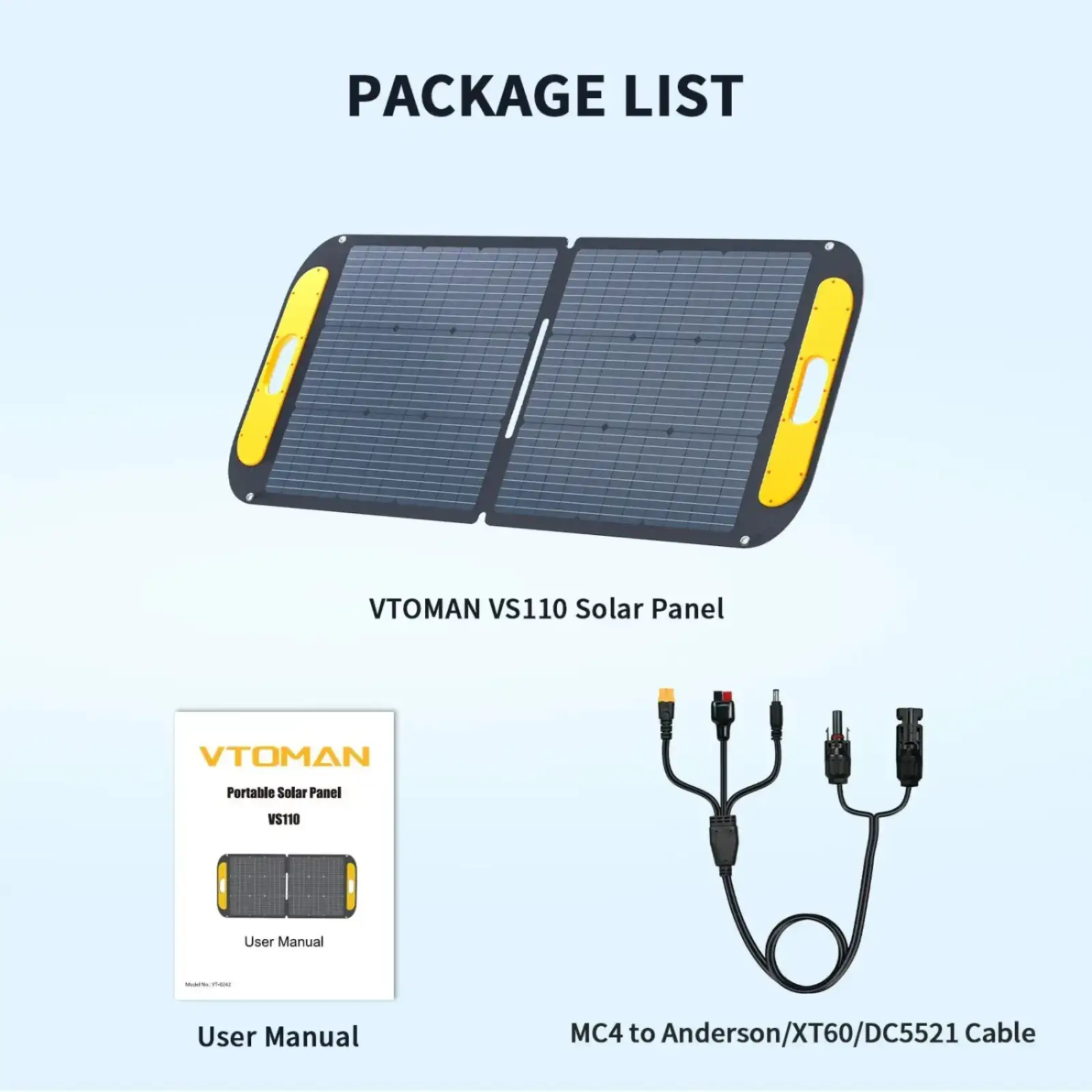 Сонячна панель Vtoman 110W 19V IP67 MC-4/Anderson/XT60/DC5521 (VS110) UA