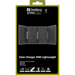 Сонячна панель Sandberg 40W (83x32,1см) DC40W, 5V/3.4A USB-A (23W) + 5V/3A QC3.0 + USB-C PD(30W) # (421-20) UA