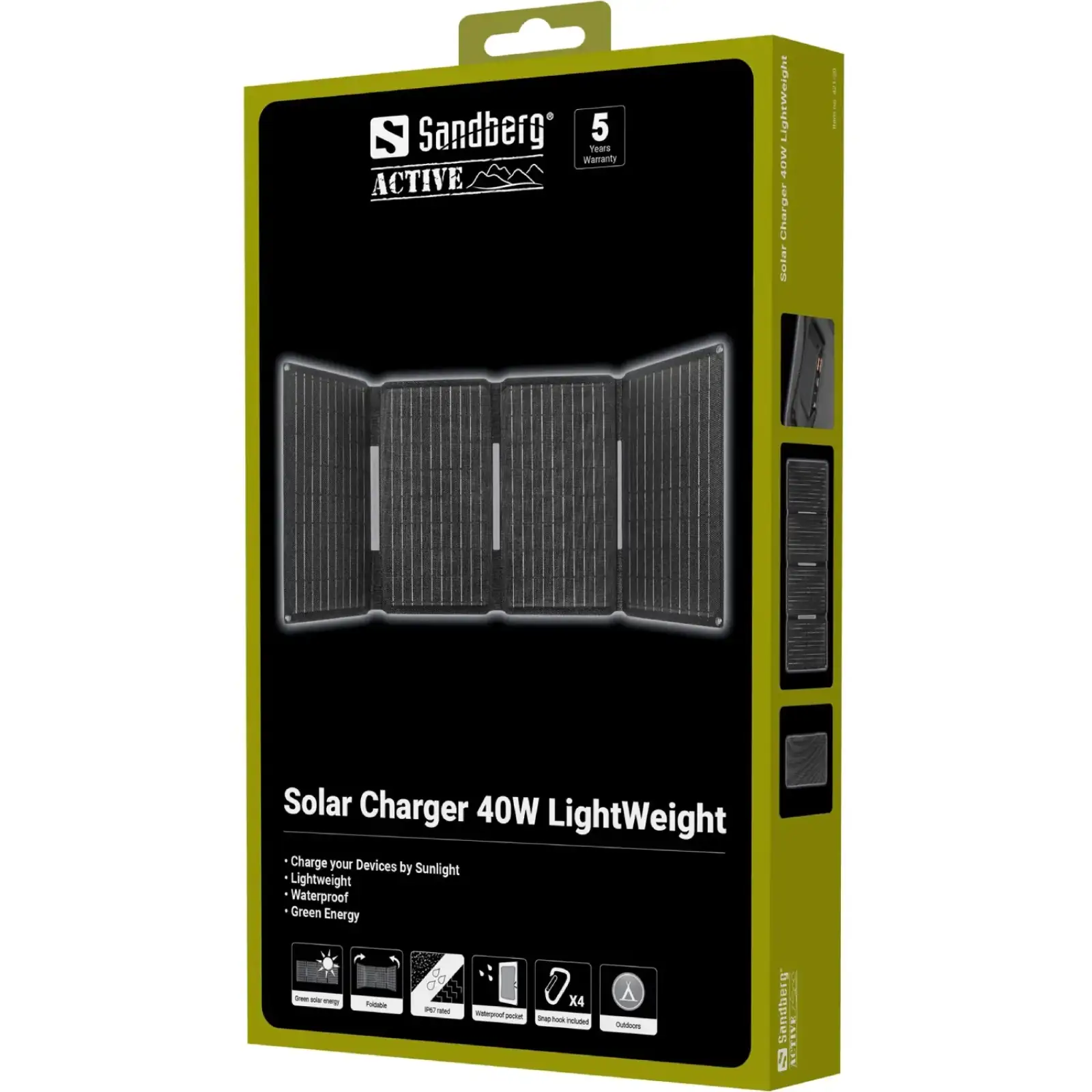 Сонячна панель Sandberg 40W (83x32,1см) DC40W, 5V/3.4A USB-A (23W) + 5V/3A QC3.0 + USB-C PD(30W) # (421-20) UA