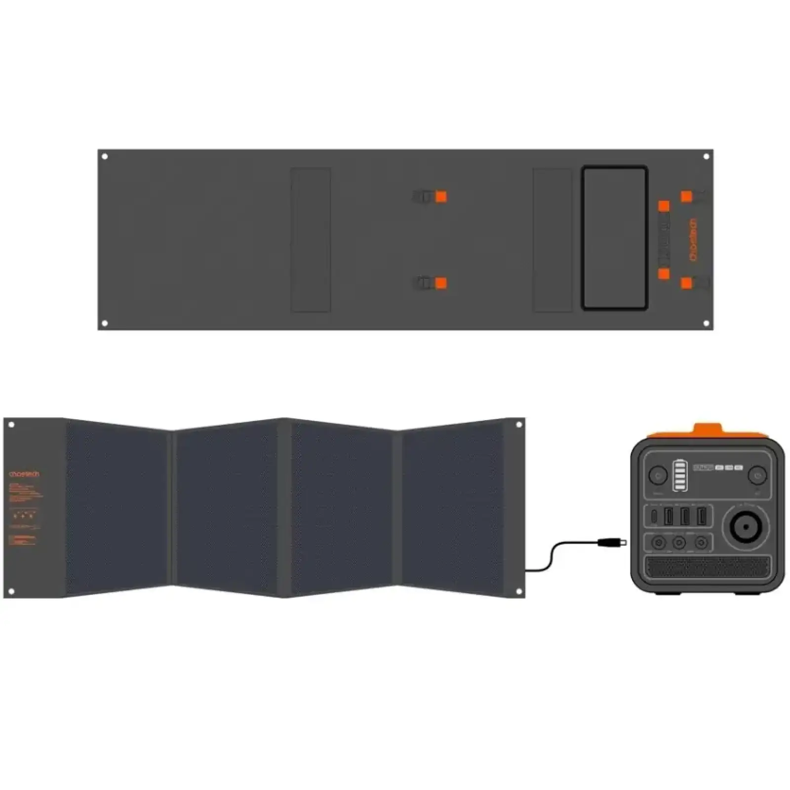 Сонячна панель Choetech 120W DC120W,1*USB QC3.0 18W,1*USB-C PD3.0 60W 177x53см (SC008-V2-BK#) UA