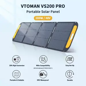 Сонячна панель Vtoman 200W Pro 48V IP67 MC-4/Anderson/XT60/DC5521 (VS200 Pro) UA