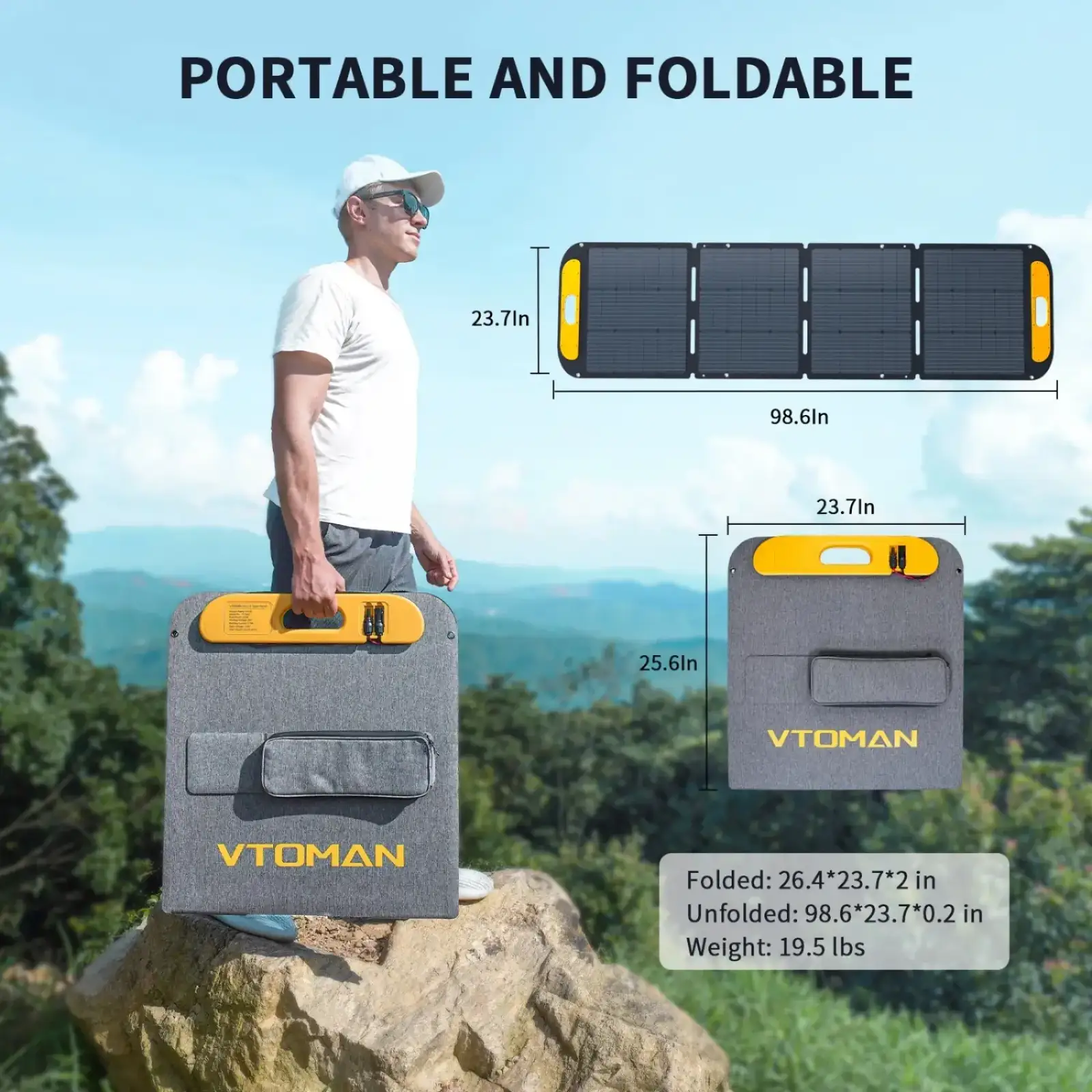 Сонячна панель Vtoman 200W Pro 48V IP67 MC-4/Anderson/XT60/DC5521 (VS200 Pro) UA