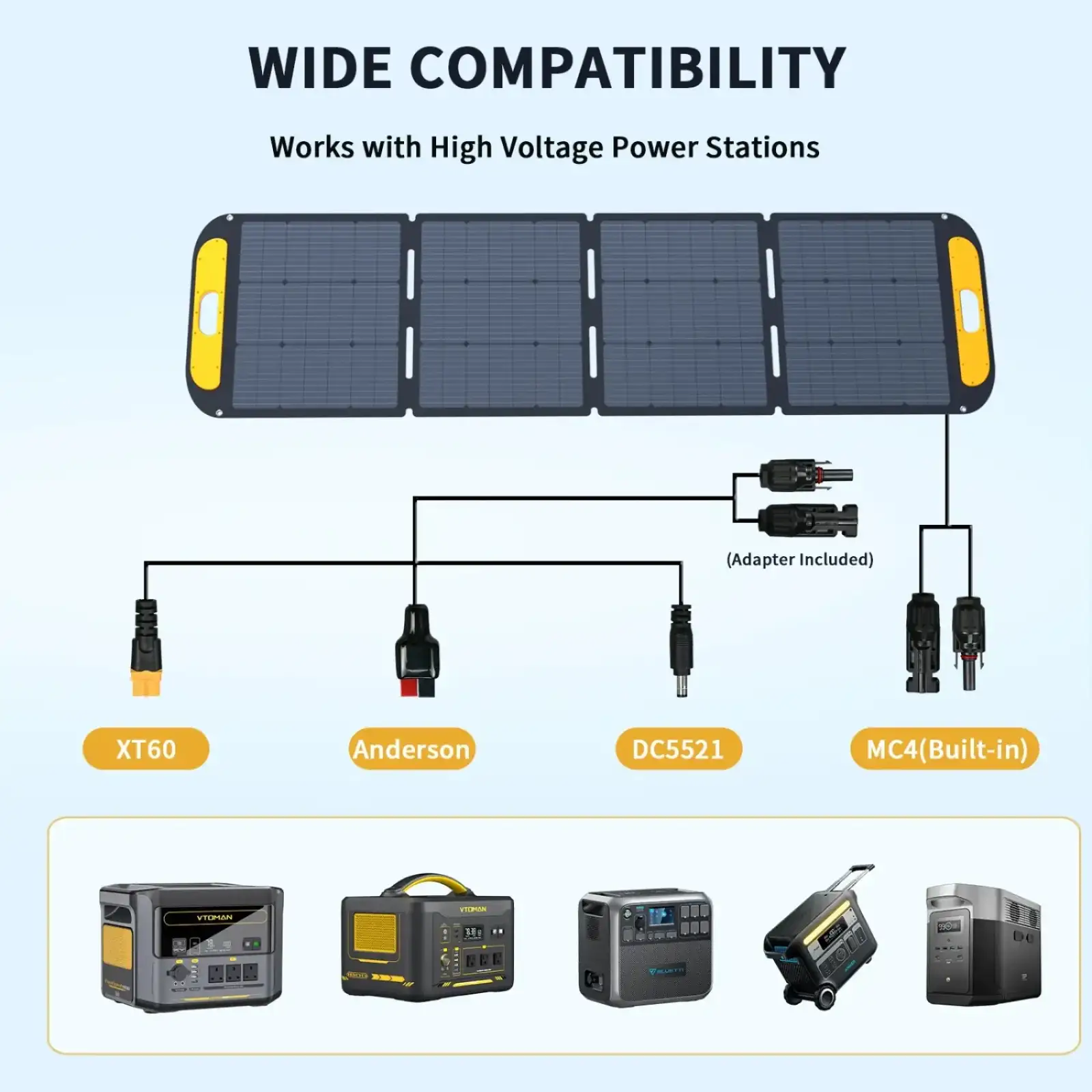 Сонячна панель Vtoman 200W Pro 48V IP67 MC-4/Anderson/XT60/DC5521 (VS200 Pro) UA