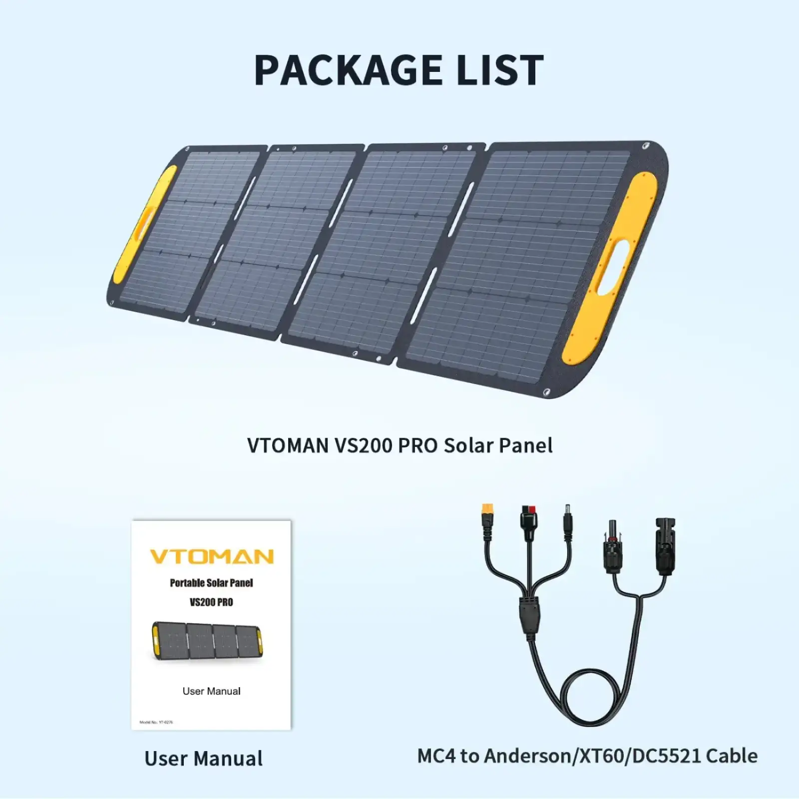 Сонячна панель Vtoman 200W Pro 48V IP67 MC-4/Anderson/XT60/DC5521 (VS200 Pro) UA