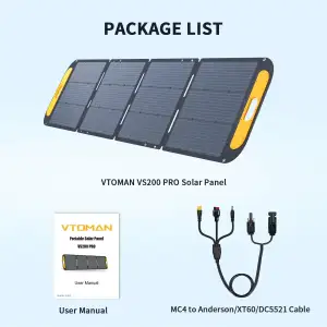 Сонячна панель Vtoman 200W Pro 48V IP67 MC-4/Anderson/XT60/DC5521 (VS200 Pro) UA