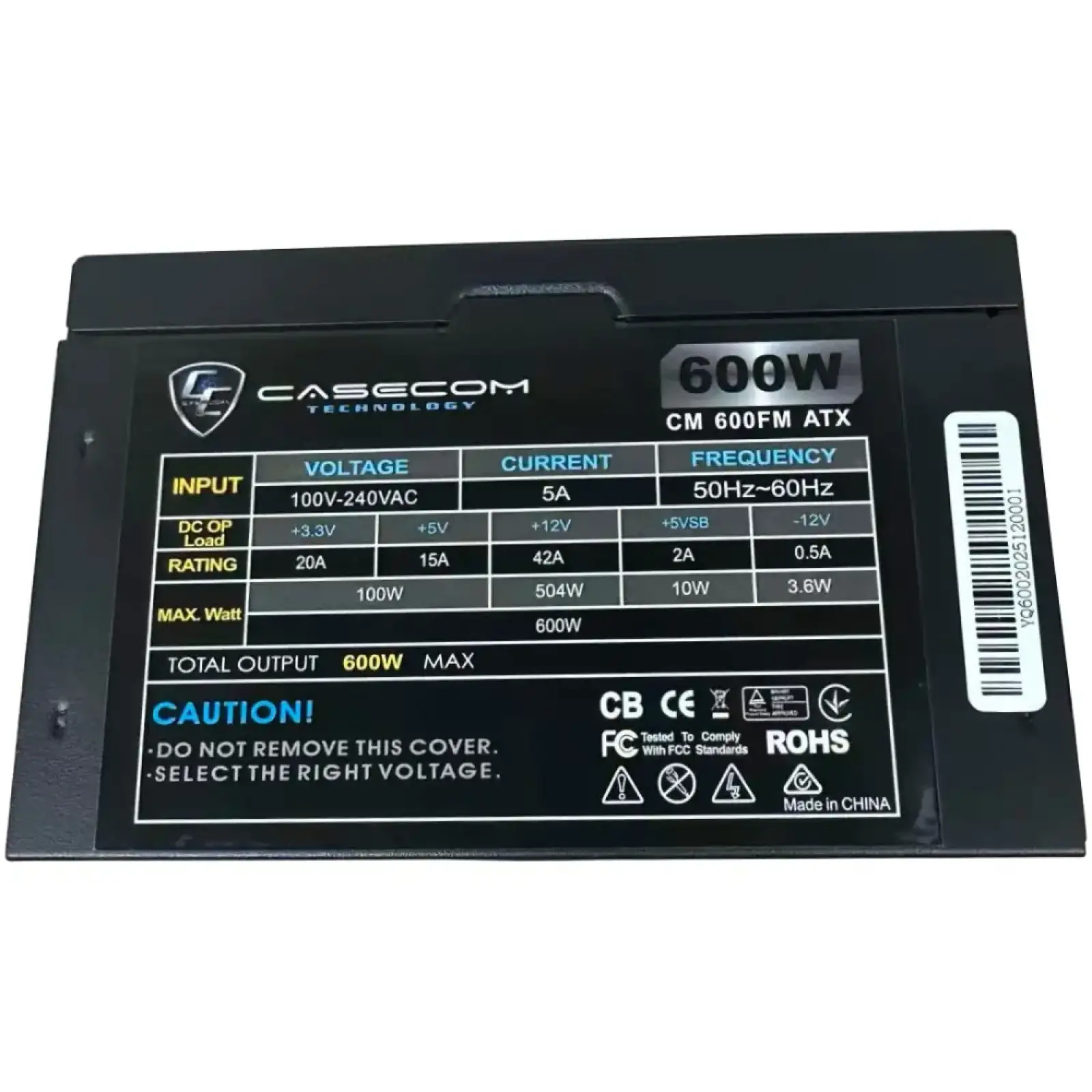 Блок живлення 600W Casecom, 120mm, Modular, Box (CM 600FM ATX) UA