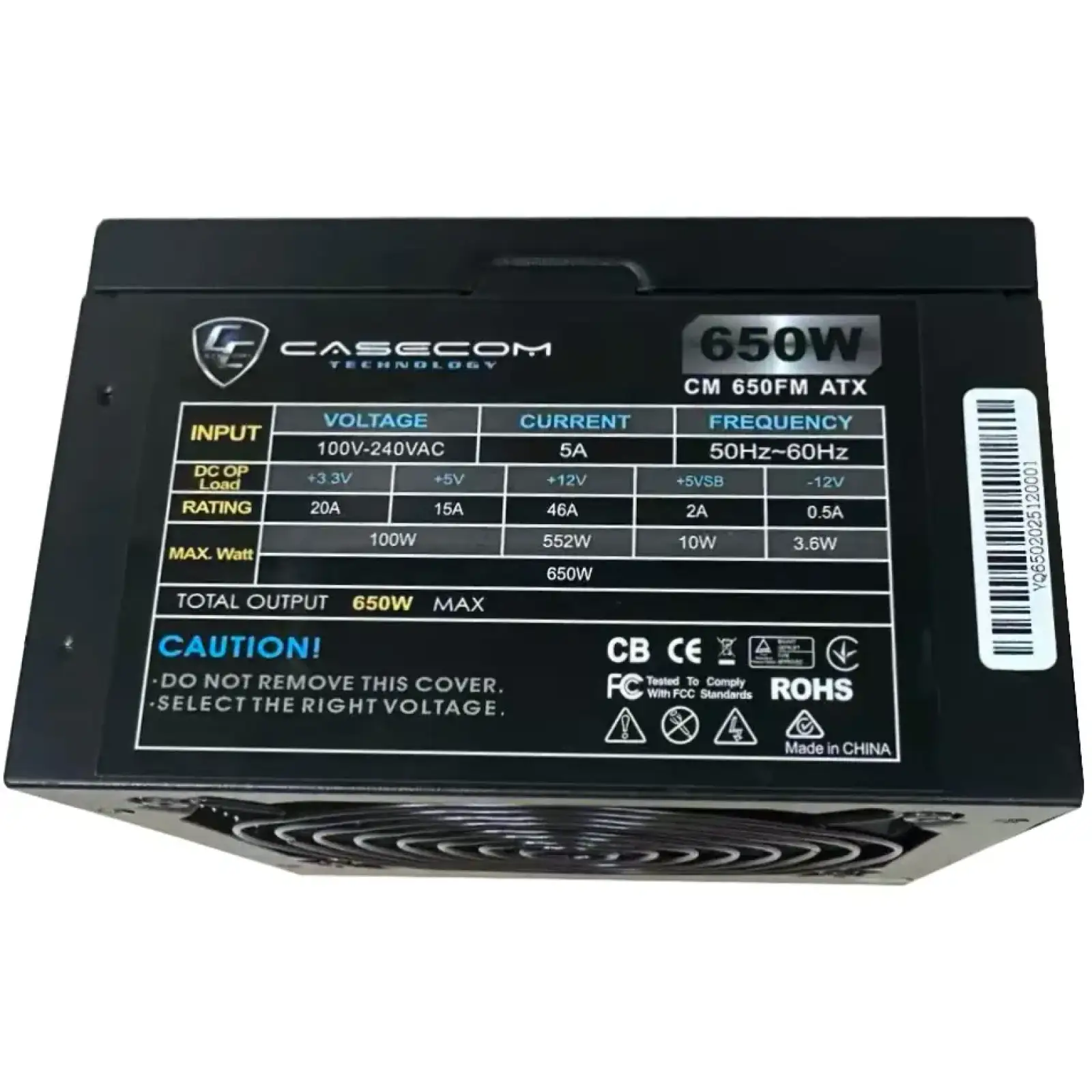 Блок питания 650W Casecom, 120mm, Modular, Box (CM 650FM ATX) UA