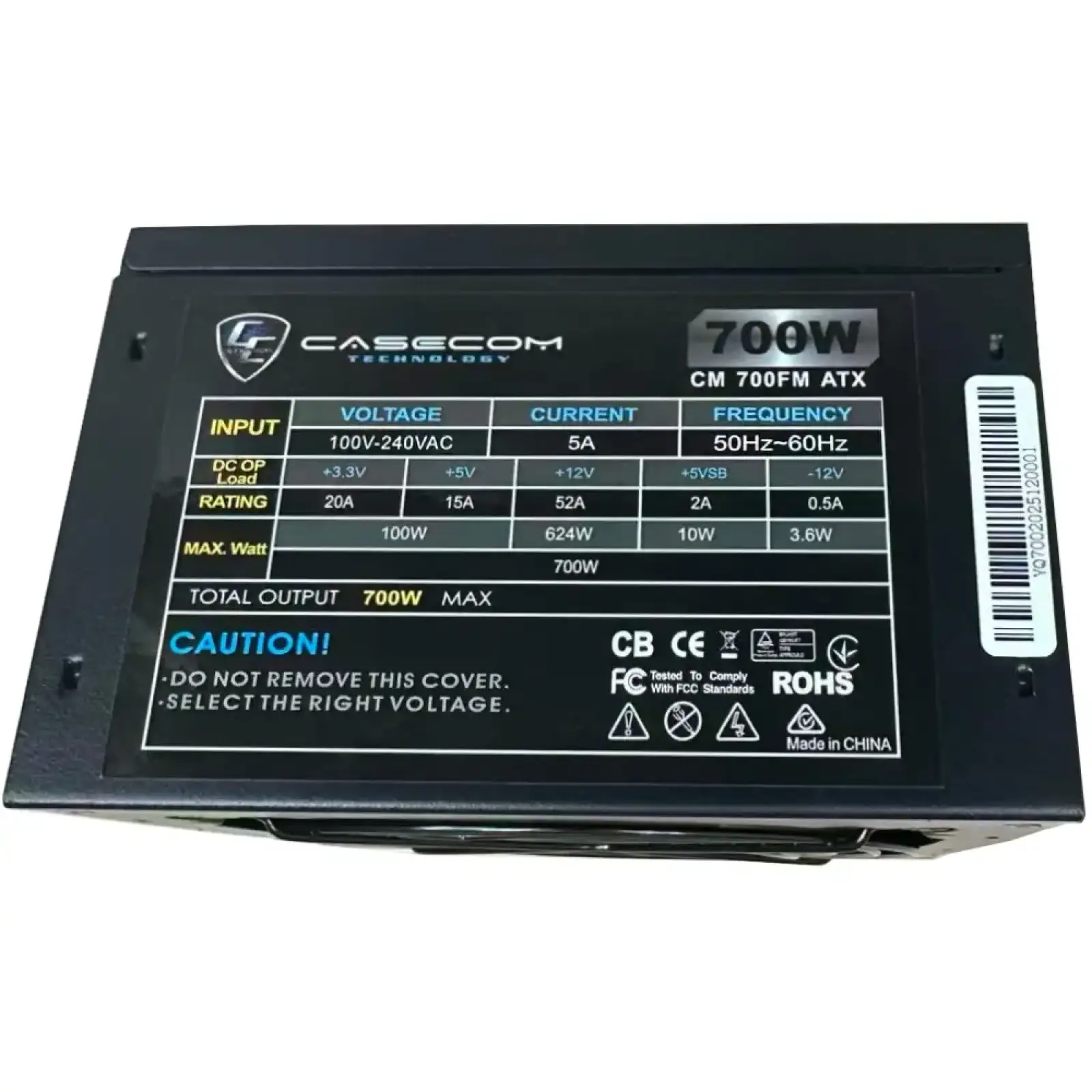 Блок питания 700W Casecom, 120mm, Modular, Box (CM 700FM ATX) UA