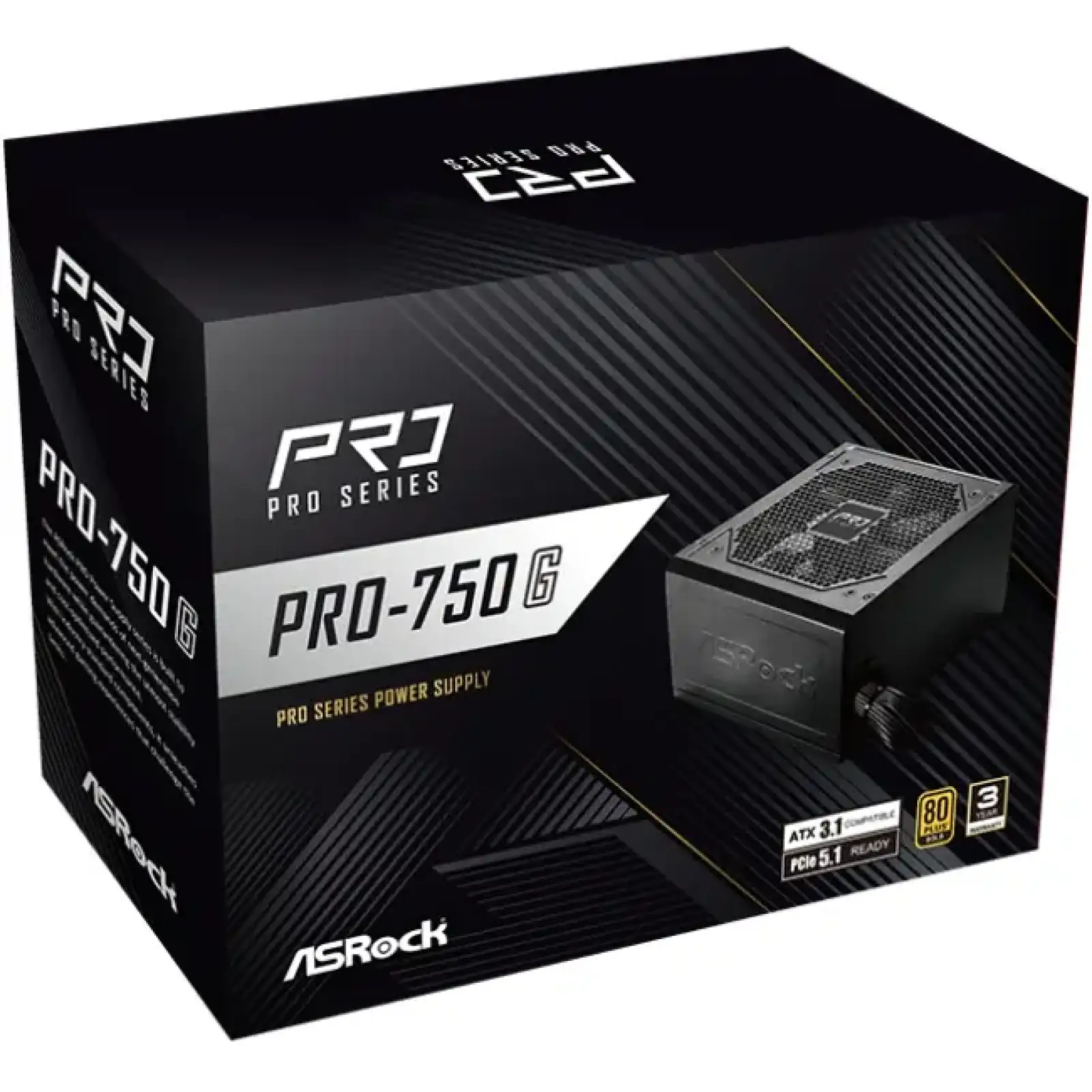 Блок питания 750W ASRock PRO PRO-750G 120mm, 80+ Gold, Retail UA
