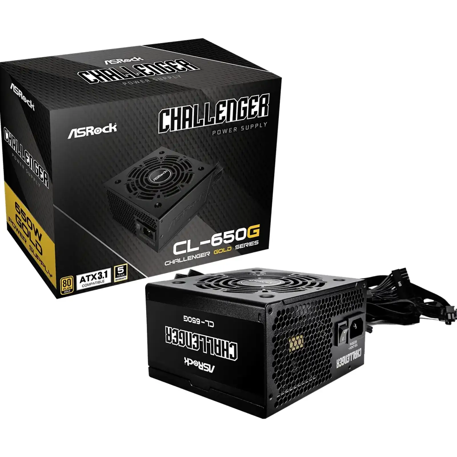 Блок живлення 650W ASRock Challenger CL-650G 120mm, 80+ Gold, Retail UA