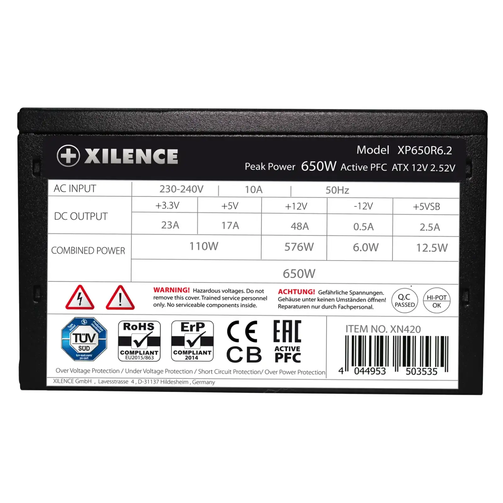 Блок живлення 650W Xilence XP650R6.2_Bulk Performance C+ 120mm, 80+ White, Bulk UA