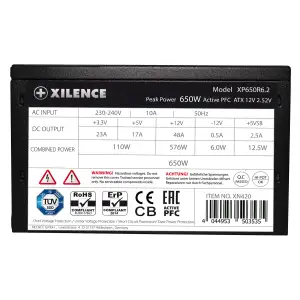 Блок живлення 650W Xilence XP650R6.2_Bulk Performance C+ 120mm, 80+ White, Bulk UA