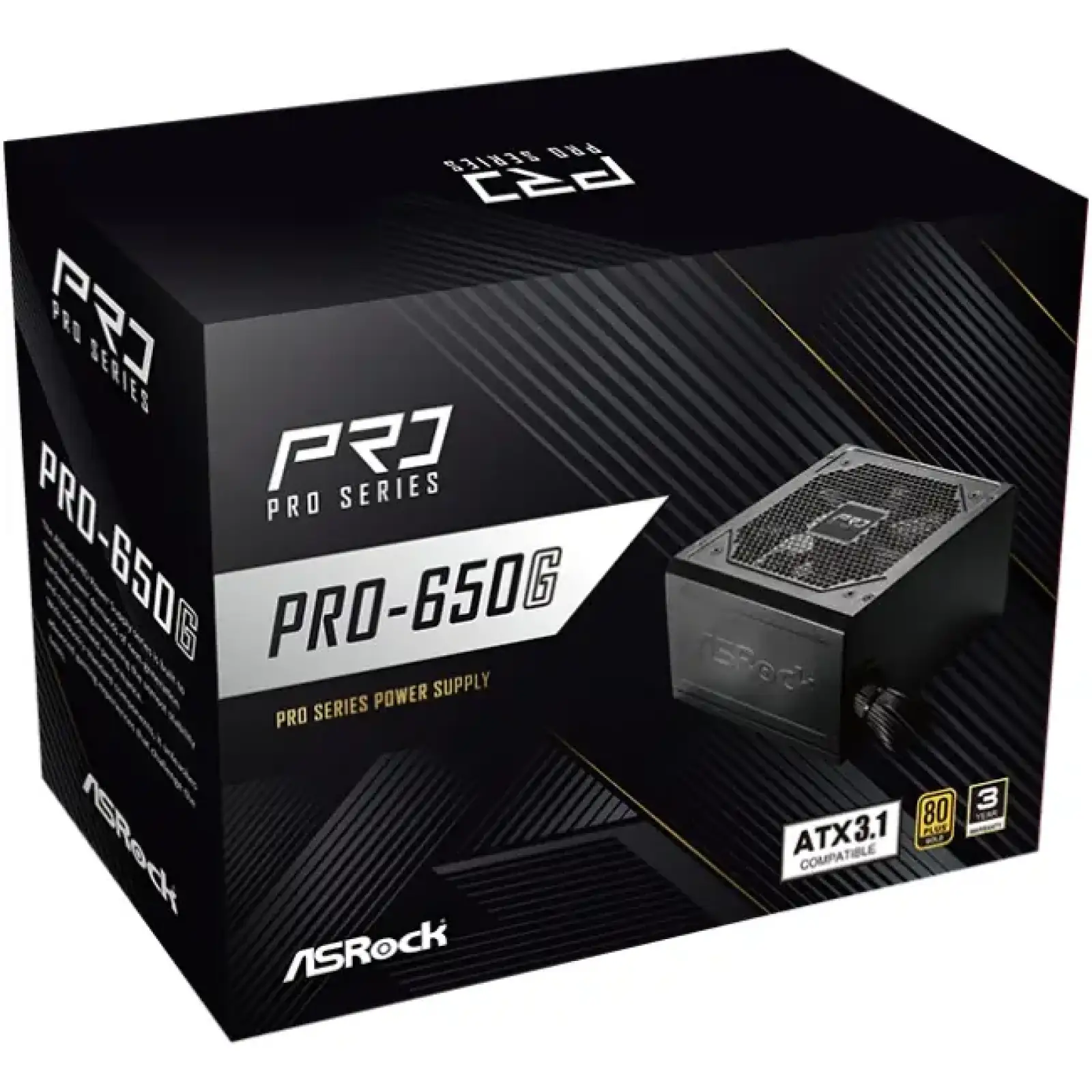 Блок живлення 650W ASRock PRO PRO-650G 120mm, 80+ Gold, Retail UA