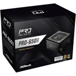 Блок живлення 650W ASRock PRO PRO-650G 120mm, 80+ Gold, Retail UA