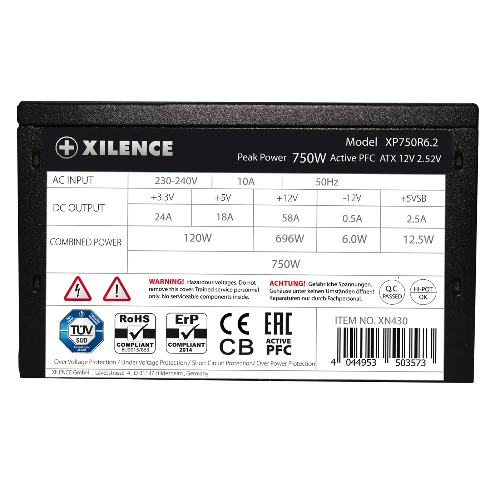 Блок питания 750W Xilence XP750R6.2_Bulk Performance C+ 120mm, 80+ White, Bulk UA