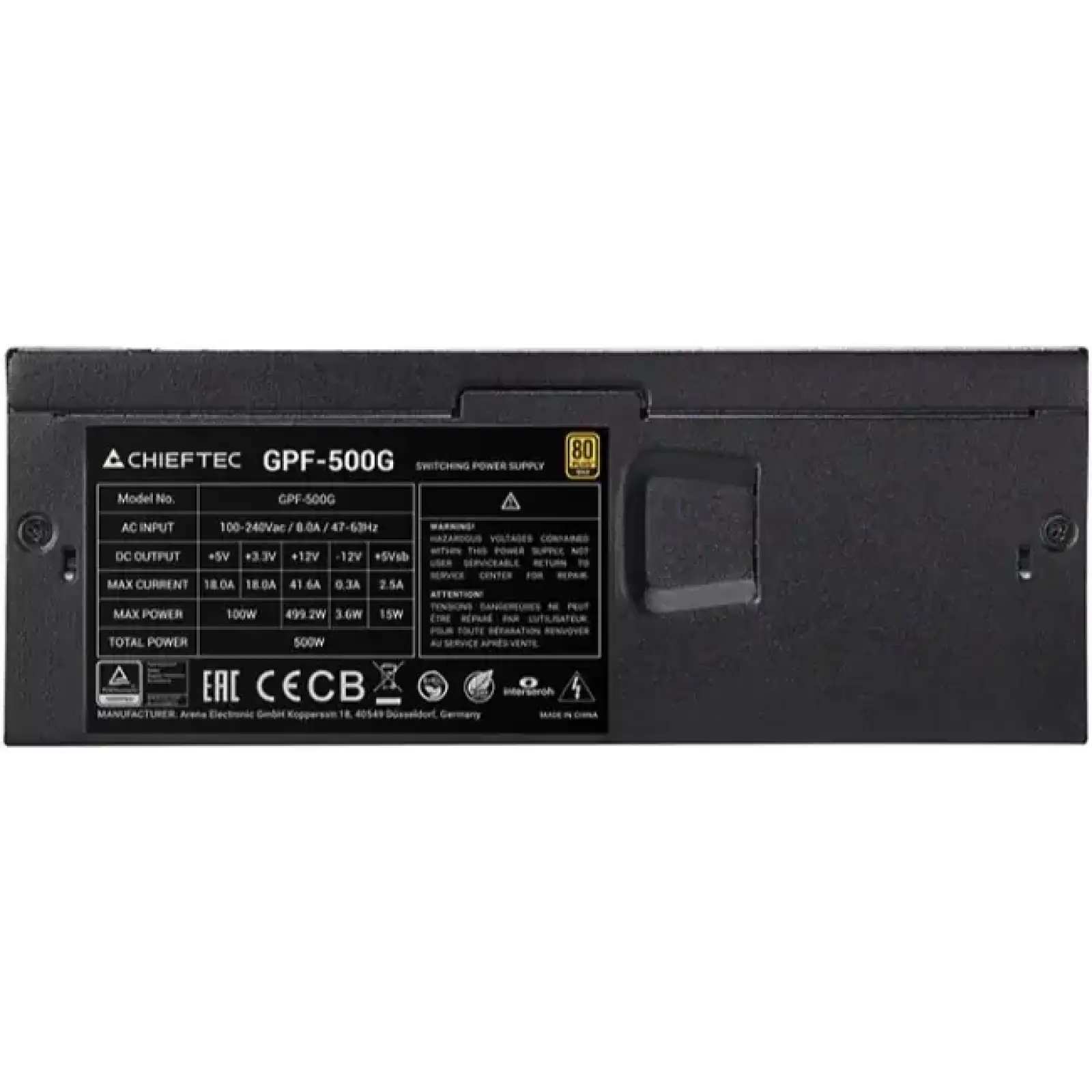 БЖ 500W Chieftec SMART GPF-500G 80 mm fan, 80Plus Gold, TFX, bulk UA