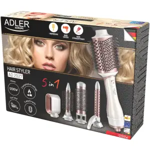 Стайлер Adler AD 2027 white, rose gold 1200Вт/ темп.режимів-2/ Cool shot/ насадок-5/ дорожній футляр (AD2027WRG) UA