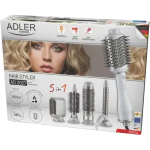 Стайлер Adler AD 2027 white champagne 1200Вт/ темп.режимів-2/ Cool shot/ насадок-5/ дорожній футляр (AD2027WC) UA