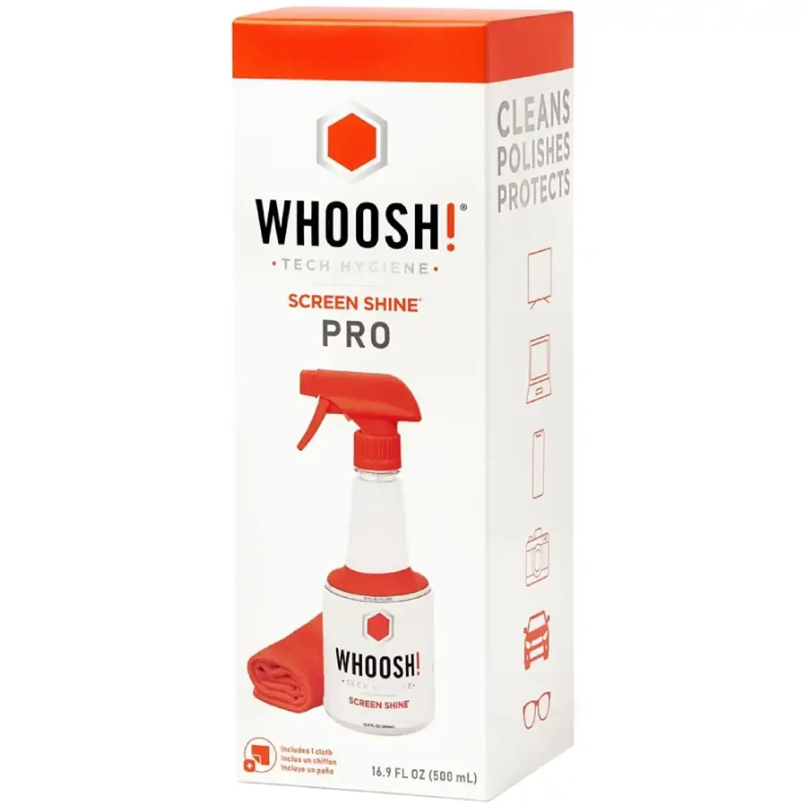 Засіб для чищення Whoosh! RETAIL BOX 500мл розпилювач з мікрофіброю 35см х 35см (1FG500WBOX) UA