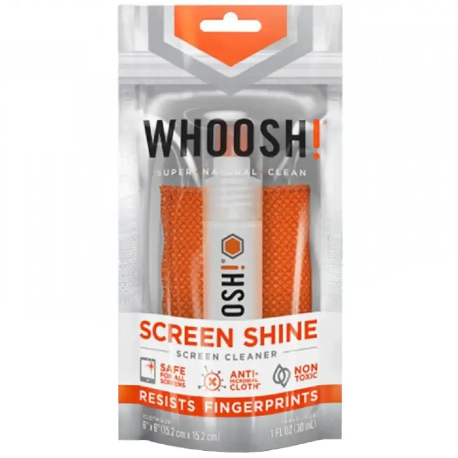 Комплект для чищення Whoosh! GO 30мл компактний спрей з мікрофіброю 14см x 14см (1FG30ENFR) UA