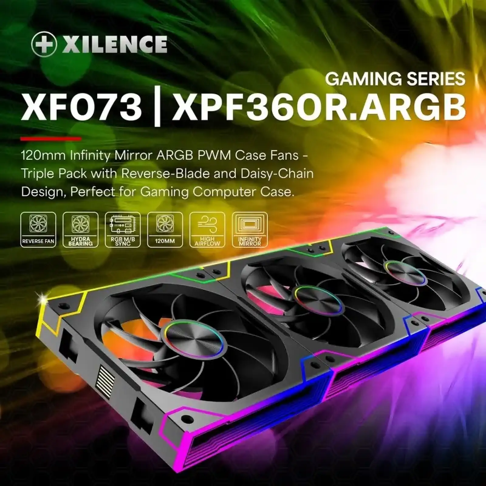 Вентилятор для корпуса 120mm*3 Xilence GAMING XPF360R.ARGB PWM REVERSE (XF073) UA