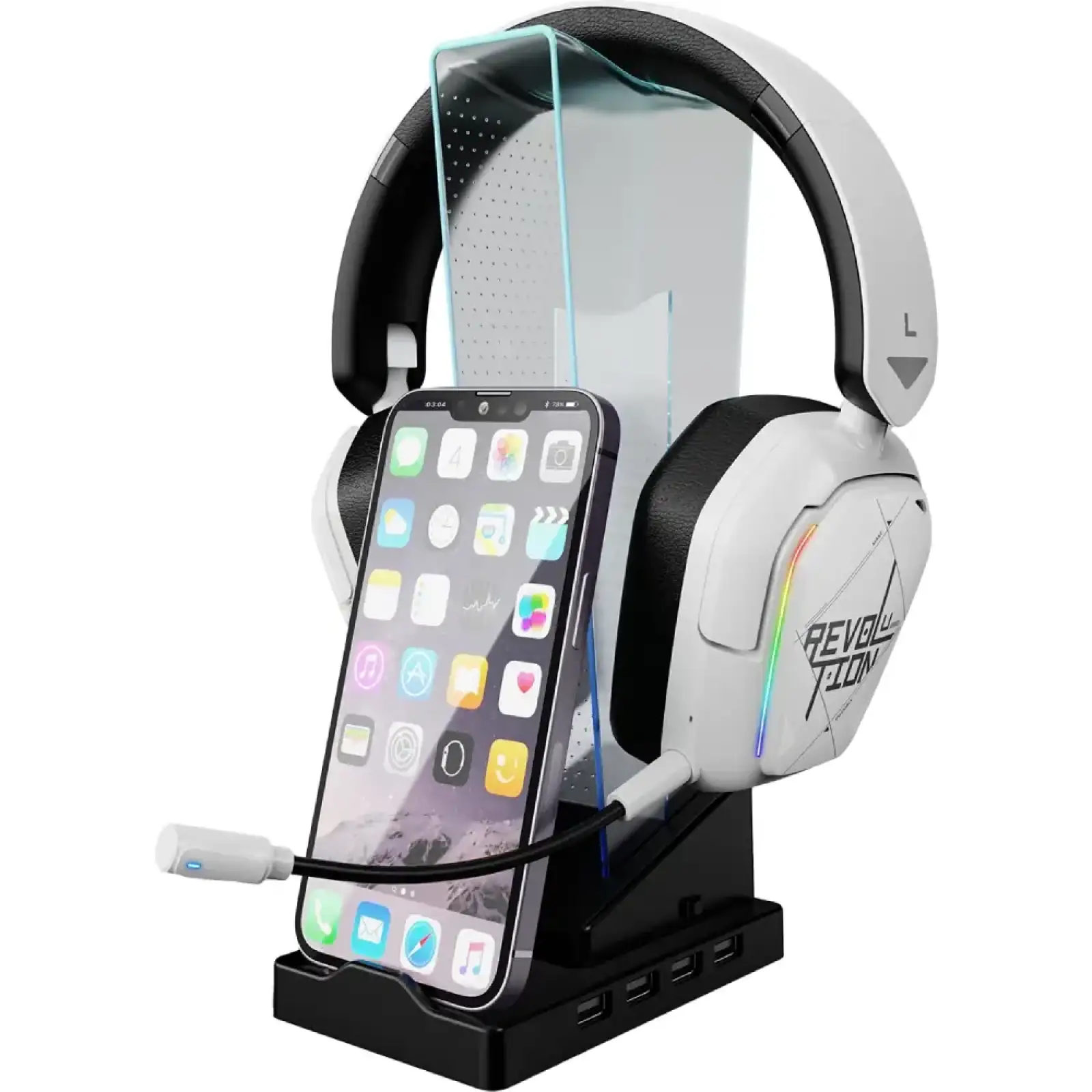 Підставка для гарнітури XTRIKE ME RGB 4xUSB2.0 HUB, USB кабель 1,5м,чорна (HT-09) UA