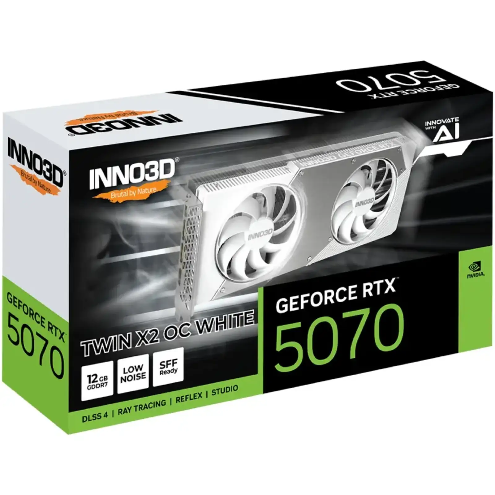 Відеокарта GeForce RTX5070 Inno3D TWIN X2 OC WHITE, 12GB GDDR7, 192bit, PCI Express 5.0 (N50702-12D7X-195064W) UA