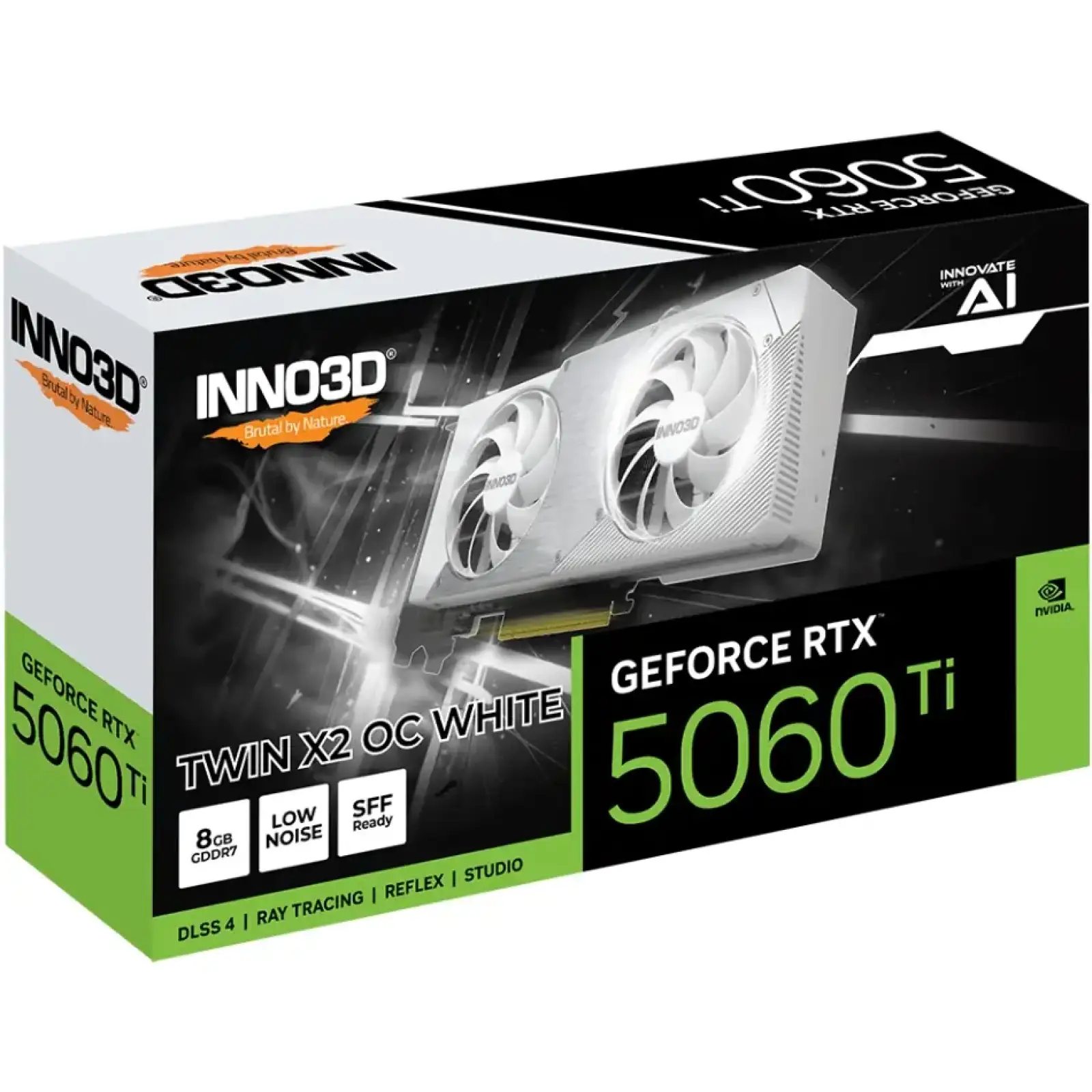Відеокарта GeForce RTX5060 Ti Inno3D TWIN X2 OC WHITE, 8GB GDDR7, 128bit, PCI Express 5.0 (N506T2-08D7X-193075W) UA