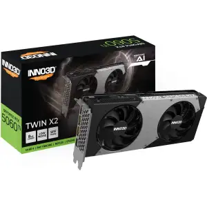 Відеокарта GeForce RTX5060 Ti Inno3D TWIN X2, 8GB GDDR7, 128bit, PCI Express 5.0 (N506T2-08D7-193075N) UA