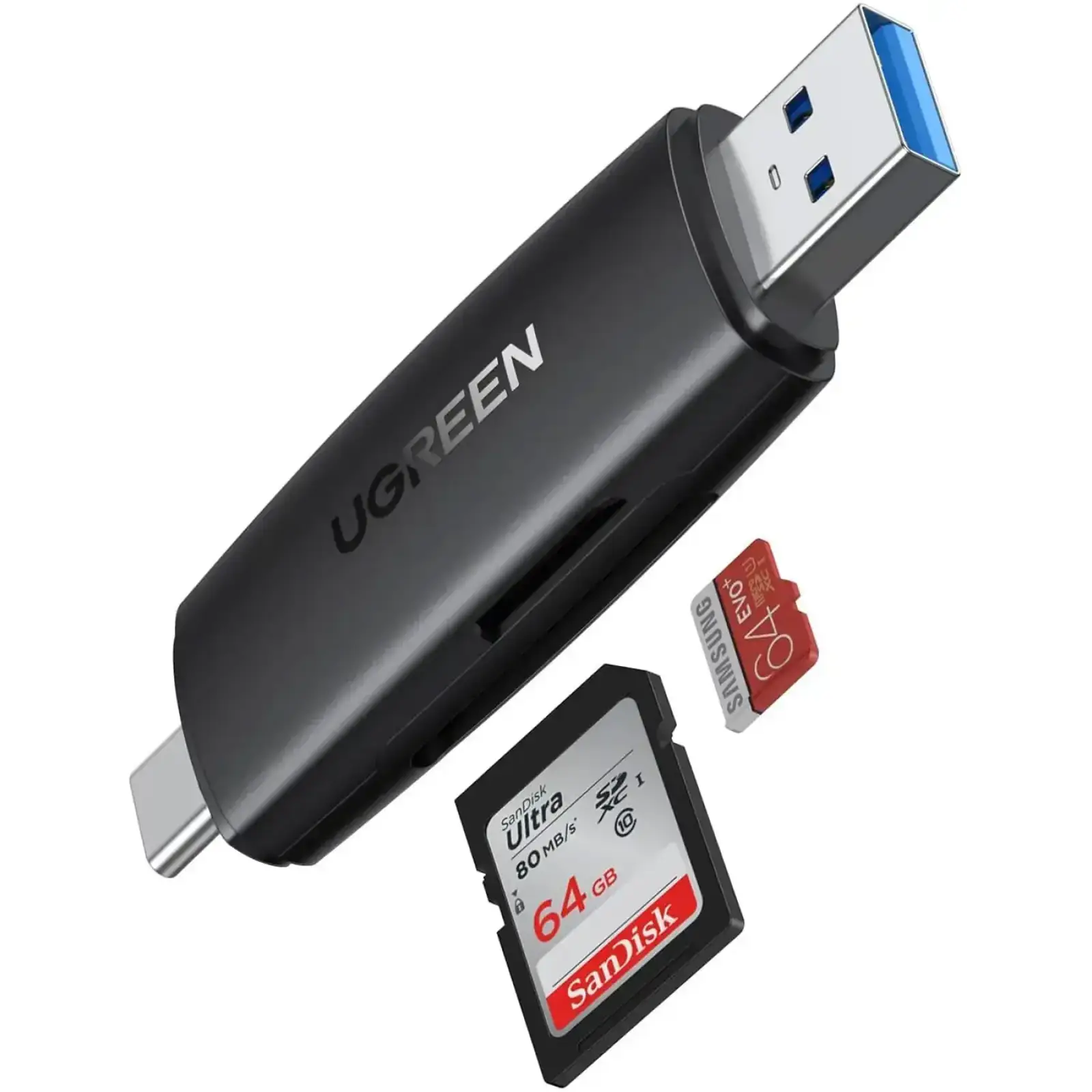Картрідер USB-С 3.1 + USB-A 2-слота TF/SD CM304 Ugreen (80191) UA
