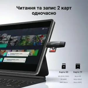 Картрідер USB-С 3.1 + USB-A 2-слота TF/SD CM304 Ugreen (80191) UA