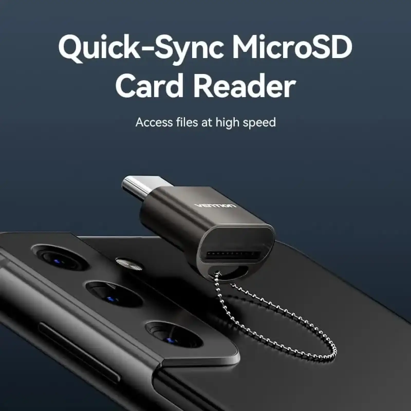 Картрідер USB 2.0 Type-C, 1-слот microSD, OTG 512 Гб, Aluminum Alloy, сірий Vention (CLMH0) UA