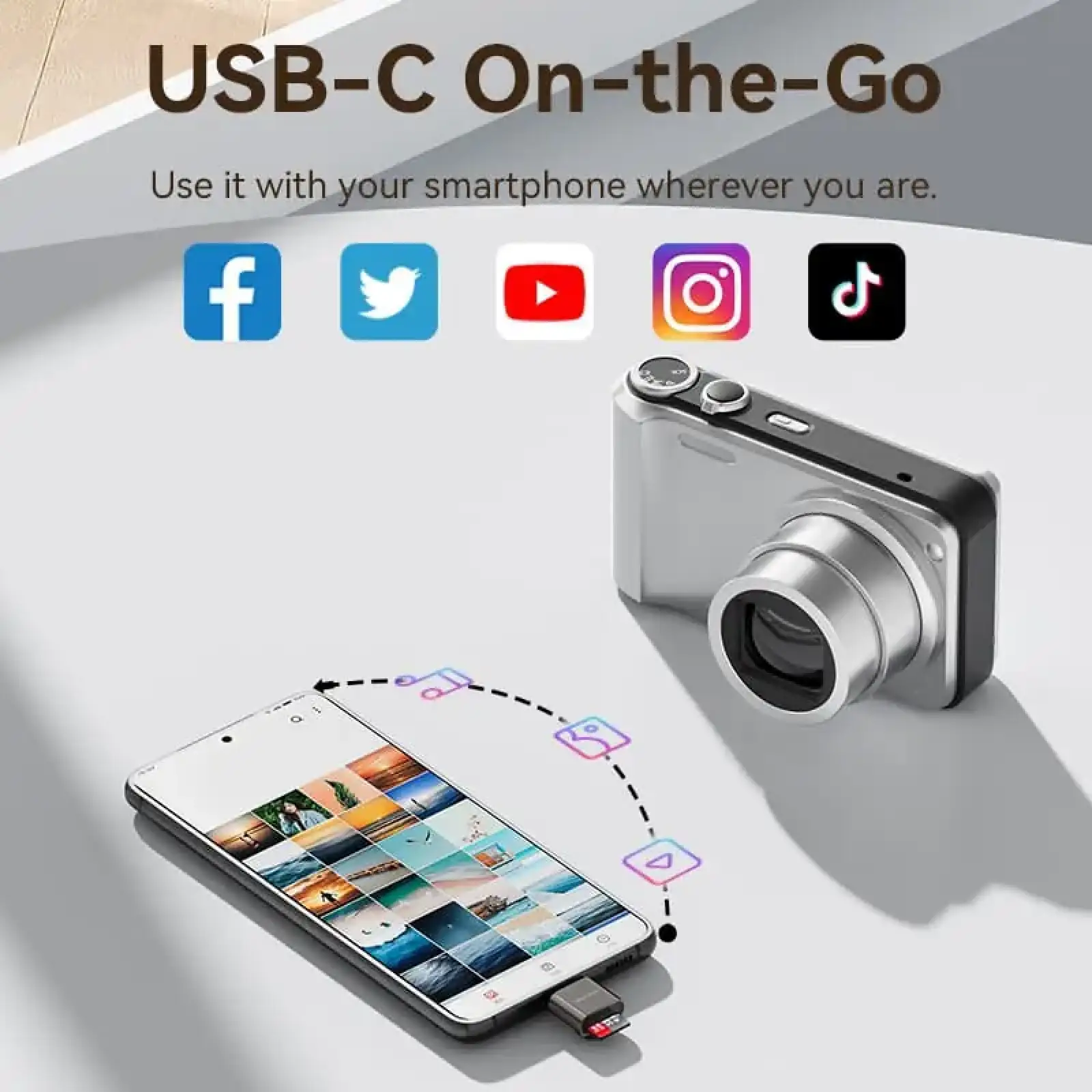 Картрідер USB 2.0 Type-C, 1-слот microSD, OTG 512 Гб, Aluminum Alloy, сірий Vention (CLMH0) UA