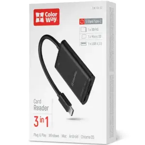 Картрідер ColorWay USB-C to USB 3.0/SD/MicroSD (CW-CR-02) UA