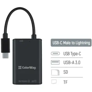 Картрідер ColorWay USB-C to USB 3.0/SD/MicroSD (CW-CR-02) UA