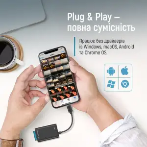Картрідер ColorWay USB-C to USB 3.0/SD/MicroSD (CW-CR-02) UA