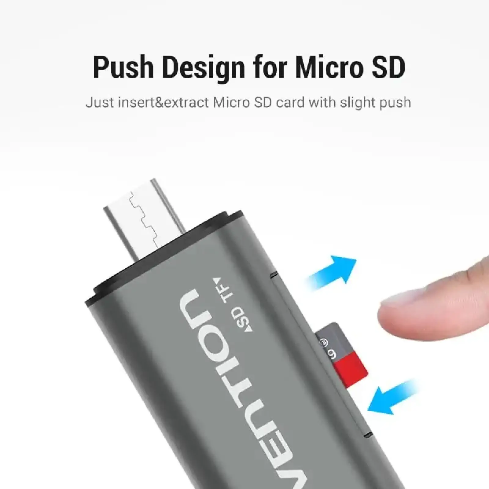Картрідер USB 3.0, 2-слота SD/TF, USB-A/USB-C/Micro USB, Aluminum Alloy ,чорний Vention (CCHH0) UA