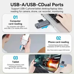 Картрідер USB 3.0 AM/USB-C, 2-слота SD/TF, Dual Drive Letter Aluminum Alloy, сірий Vention (CLLH0) UA