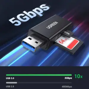 Картрідер USB 3.0 --> 2-слота SD/TF CM104 Ugreen (40752) UA